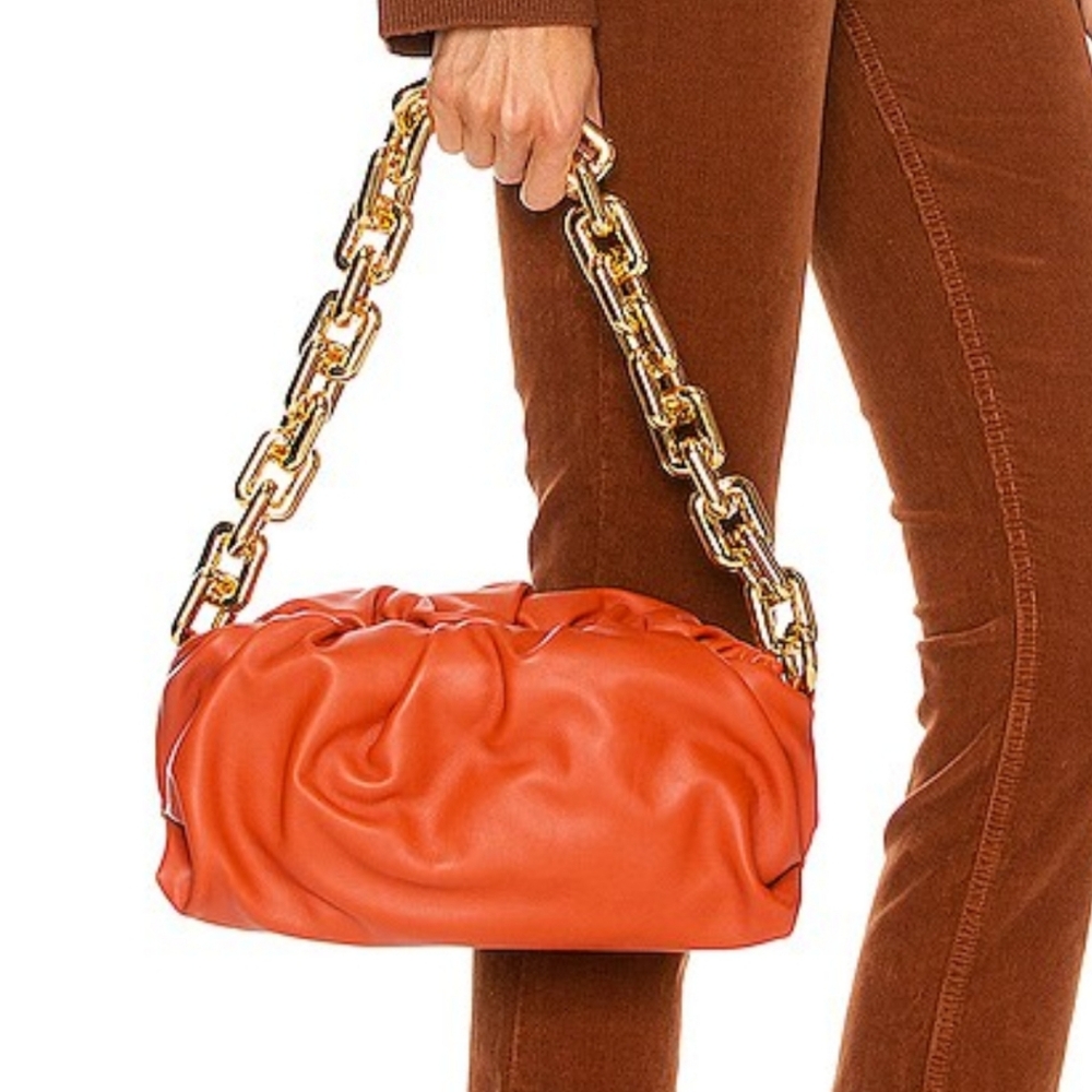 Bottega Veneta orange chain pouch bag